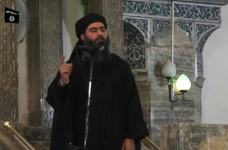 Extrait d'une vidéo montrant le chef du groupe jihadiste Etat islamique (EI), Abou Bakr al-Baghdadi, à Mossoul, diffusée le 5 juillet 2014