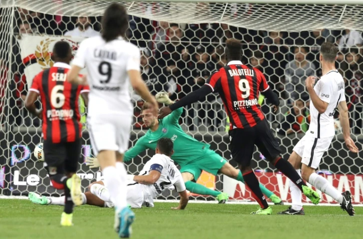 Le PSG battu à Nice avec notamment un but de Mario Balotelli à l'Allianz Riviera, le 30 avril 2017
