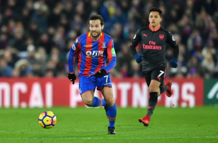 Le milieu de Crystal Palace Yohan Cabaye (g) lors du déplacement à Arsenal le 28 décembre 2017
