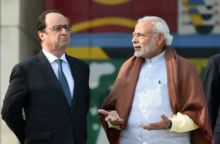 Le président François Hollande et le Premier ministre indien Narendra Modi le 24 janvier 2016 à Chandigarh 