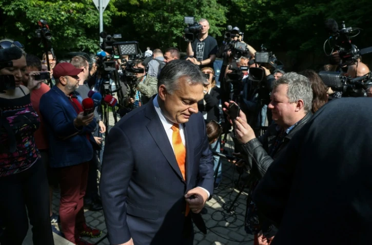 Le Premier ministre hongrois Viktor Orban après avoir voté aux européennes, le 26 mai 2019 à Budapest