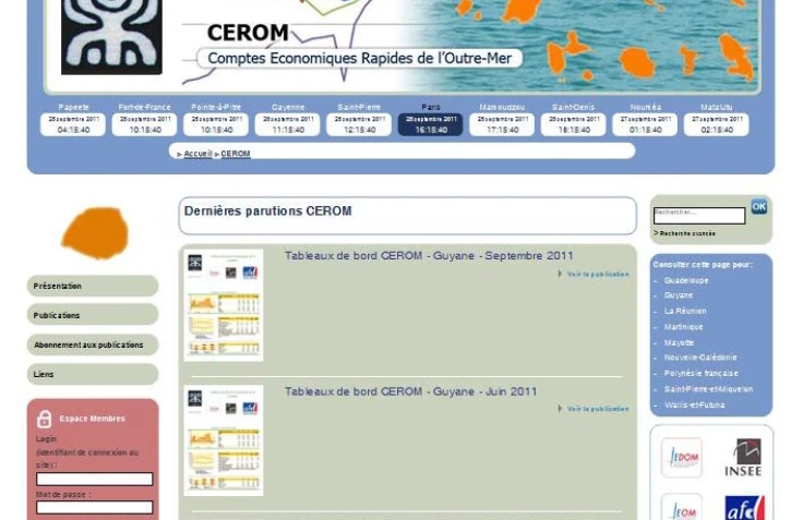 Capture d'écran du site CEROM