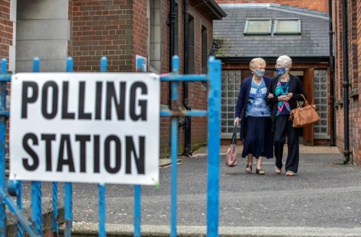 Un bureau de vote à Belfast, en Irlande du Nord, où l'on votait comme dans tout le Royaume-Uni pour les élections locales, le 5 mai2022