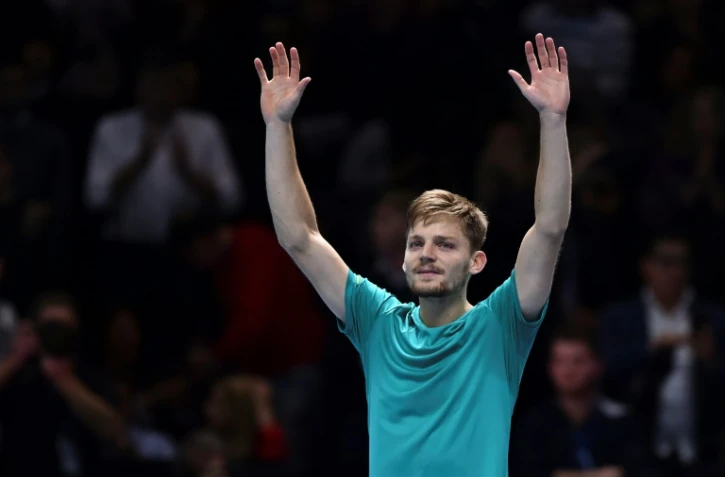 David Goffin après sa victoire sur Roger Federer en demi-finale du Masterrs de Londres, le 18 novembre 2017