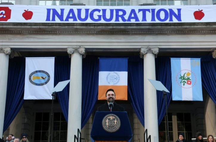 Le nouveau maire democrate de New York Zohran Mamdani lors de sa cérémonie d'investiture, le 1er janvier 2025.