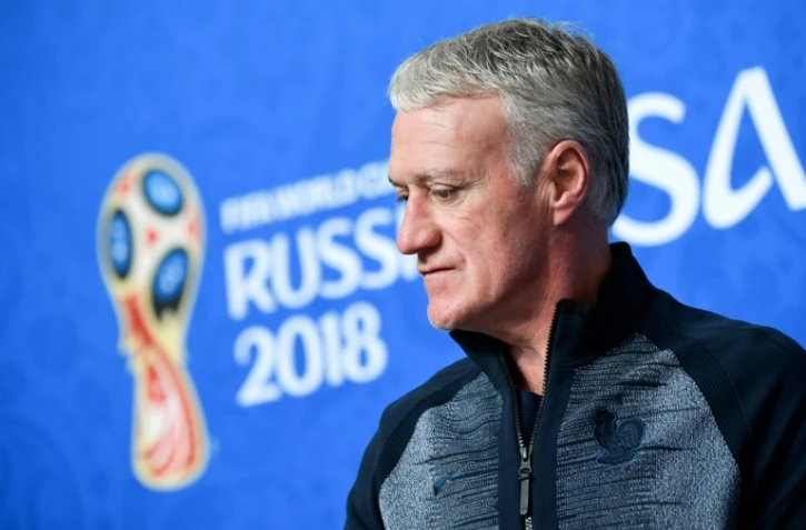 Le sélectionneur français Didier Deschamps en conférence de presse à Saint Pétersbourg le 9 juillet 2018