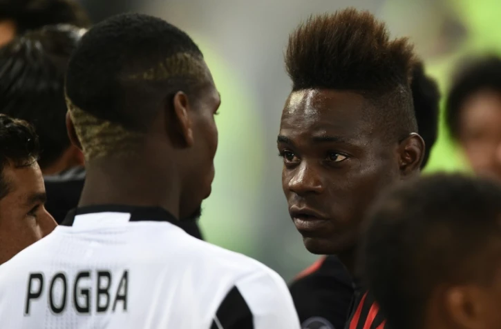 Mario Balotelli (à droite), le 21 mai 2016 à Rome avec Paul Pogba
