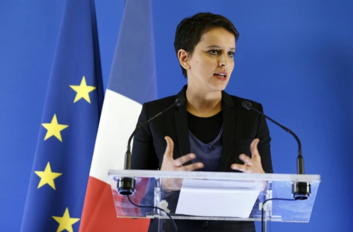 La ministre de l'Education nationale Najat Vallaud-Belkacem, lors d'une conférence de presse à Paris, le 19 février 2016