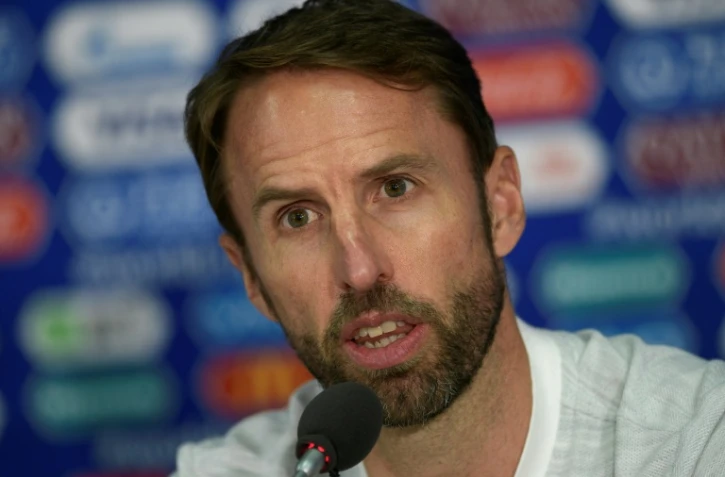 Le sélectionneur anglais Gareth Southgage en conférence de presse lors du Mondial le 2 juillet 2018