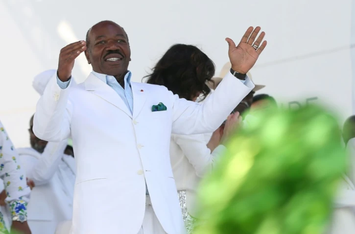 Le président gabonais Ali Bongo Ondimba dans le stade Nzang Ayong de Libreville, le 10 juillet 2023