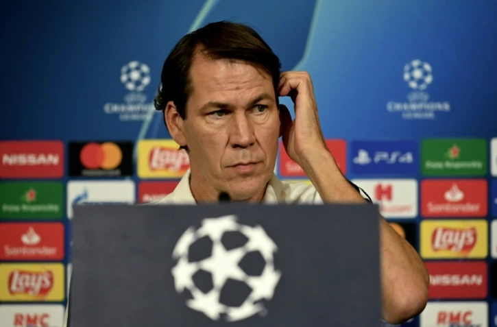 L'entraîneur lyonnais Rudi Garcia lors de la conférence de presse à la veille du match contre Leipzig, le 9 décembre 2019 à Décines-Charpieu