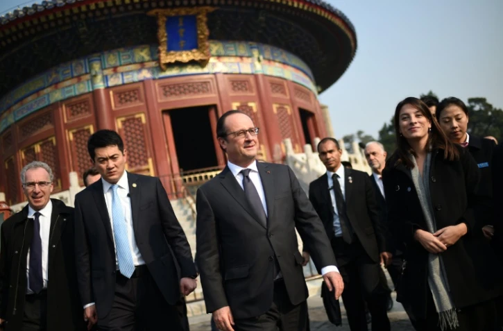 François Hollande lors d'une visite au Temple of Heaven le 3 novembre 2015 à Pékin