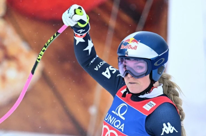 Lindsey Vonn à l'arrivée de la descente de Zauchensee, le 10 janvier 2026