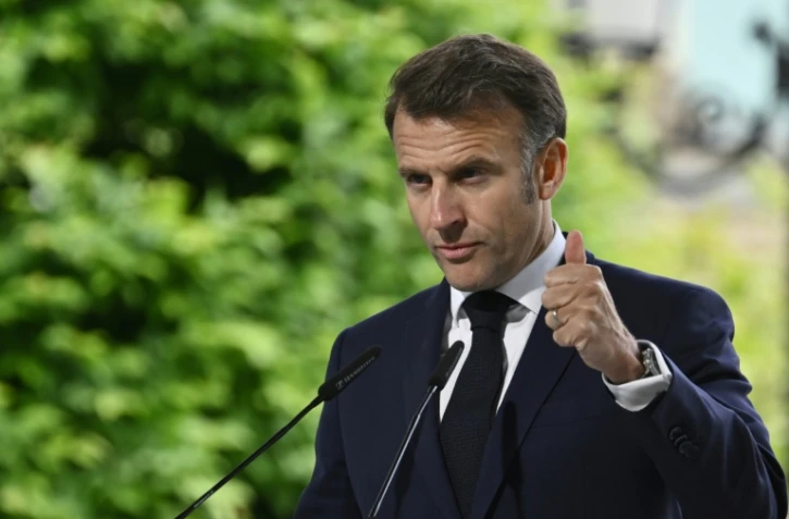 Le président français Emmanuel Macron donne une conférence de presse conjointe après une réunion des dirigeants européens à Kiev, le 10 mai 2025
