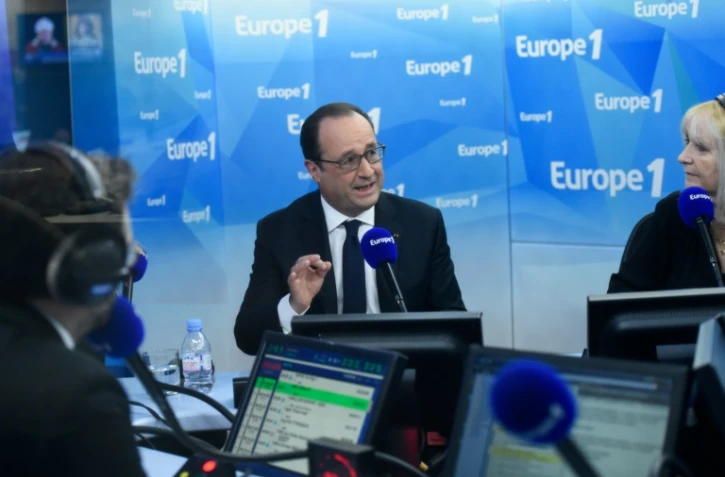 François Hollande lors de son intervention sur Europe 1, le 17 mai 2016 à Paris 