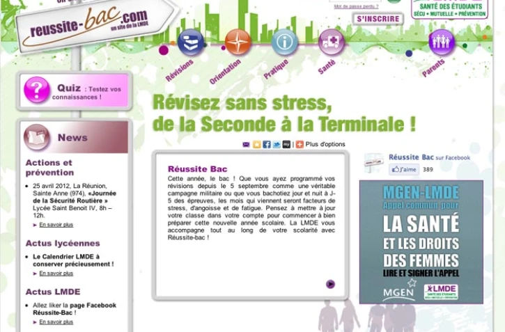 Capture d'écran du site www.reussite-bac.com