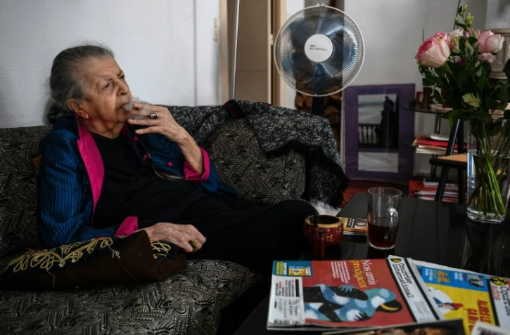 Madeleine Riffaud, 96 ans, dans son appartement à Paris le 16 août 2021 