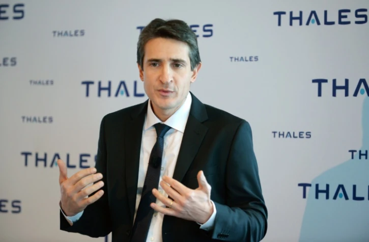 Le Pdg de Thales Patrice Caine lors d'une conférence de presse le 23 février 2016 à La Défense