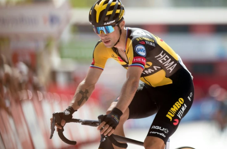 Le Slovène Primoz Roglic lors du Tour d'Espagne, le 25 août 2021 à Valdepenas de Jaen