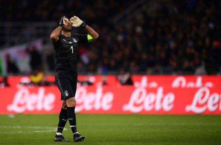 Le gardien de l'Italie Gianluigi Buffon  lors du match face à la Suède en barrrage retour de qualif pour le Mondial-2018 à San-Siro, le 13 novembre 2017 