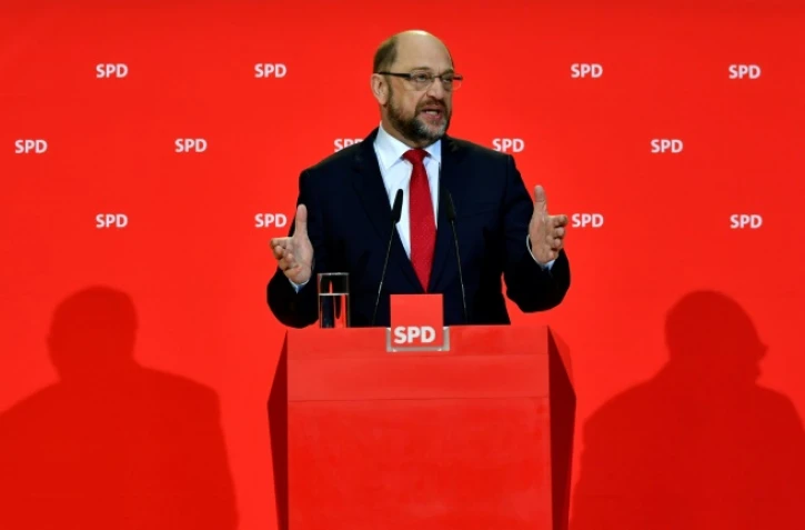 Le leader des sociaux-démocrates allemands, Martin Schulz, lors d'une conférence de presse, le 24 novembre 2017 à Berlin