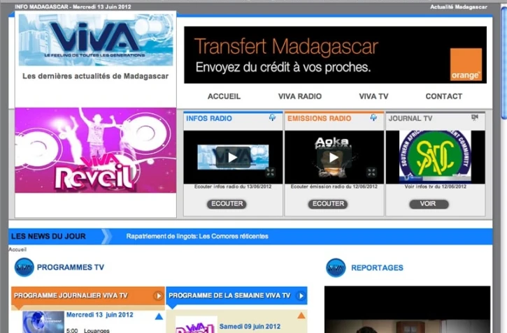 Le site internet du groupe Viva