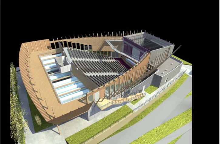 Croquis du nouvel amphithéâtre (Groupement Olivier Brabant / Integrale Ingenierie / Laroche Joubert / Imageen / Aiee acoustique)