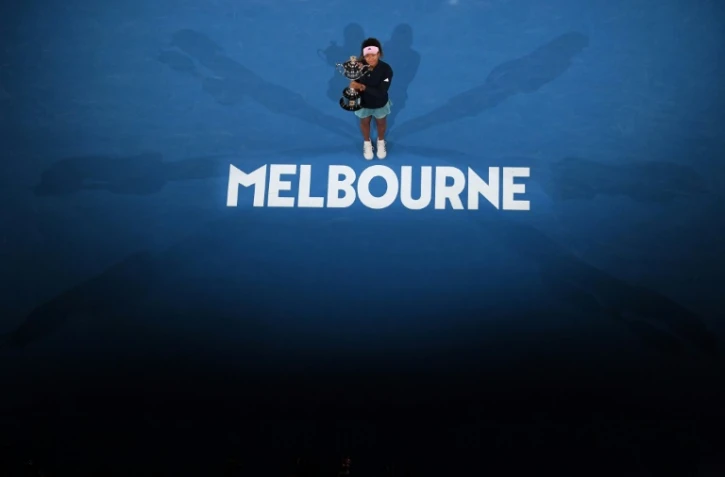 La Japonaise Naomi Osaka victorieuse en finale de l'Open d'Australie face à la Tchèque Petra Kvitova, à Melbourne, le 26 janvier 2019
