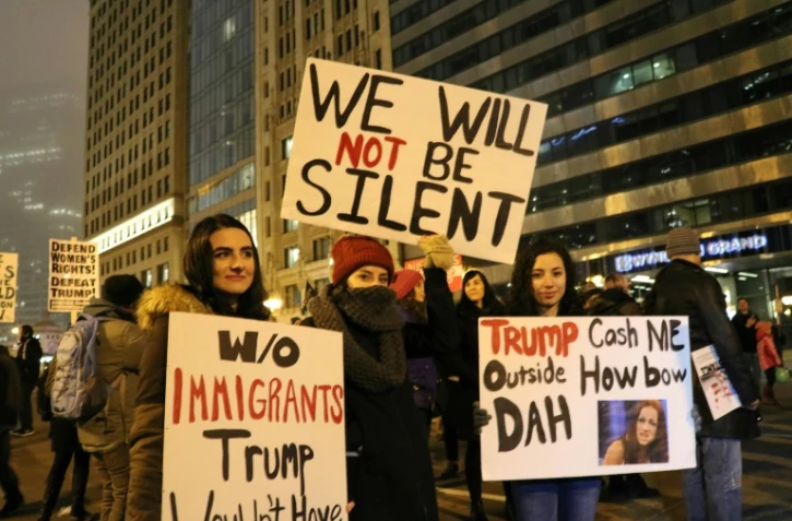 Manifestation anti-Trump quelques heures après l'investiture du 45e président des Etats-Unis, le 20 janvier 2017 à Chicago