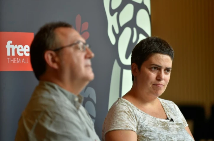 Les anciens membres de l'ETA Carlos Saez de Egilaz et Oihana Garmendia à San Sebastian, le 6 septembre 2018