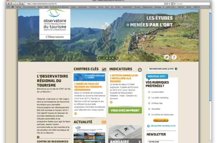 Capture d'écran du site de l'observatoire régional du tourisme