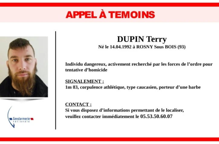 Appe à témoins diffusé le 31 mai 2021 par la Gendarmerie Nationale de l'homme recherché en Dordogne