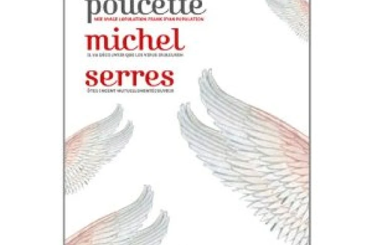 Couverture de "Petite poucette". Vision pixélisée de la création de l'Homme par Michel-Ange (plafond de la Chapelle Sixtine à Rome)