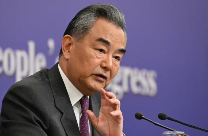 Le chef de la diplomatie chinoise, Wang Yi, lors d'une conférence de presse à Pékin le 7 mars 2024