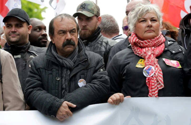 Le secrétaire général de la CGT Philippe Martinez en tête de cortège, à Paris le 9 mai 2019
