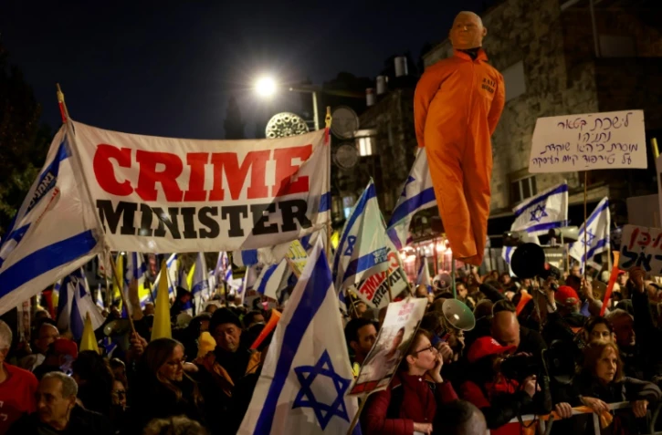Des proches d'otages retenus à Gaza manifestent à Jérusalem, le 17 février 2025