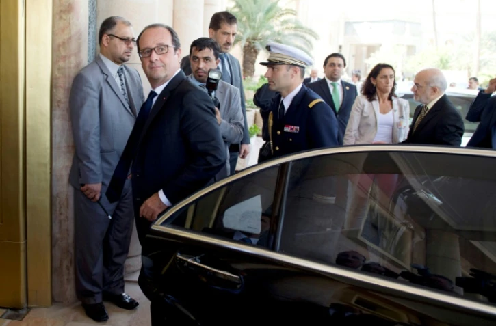 François Hollande à son arrivée au palais du gouvernement le 12 septembre 2014 à Bagdad