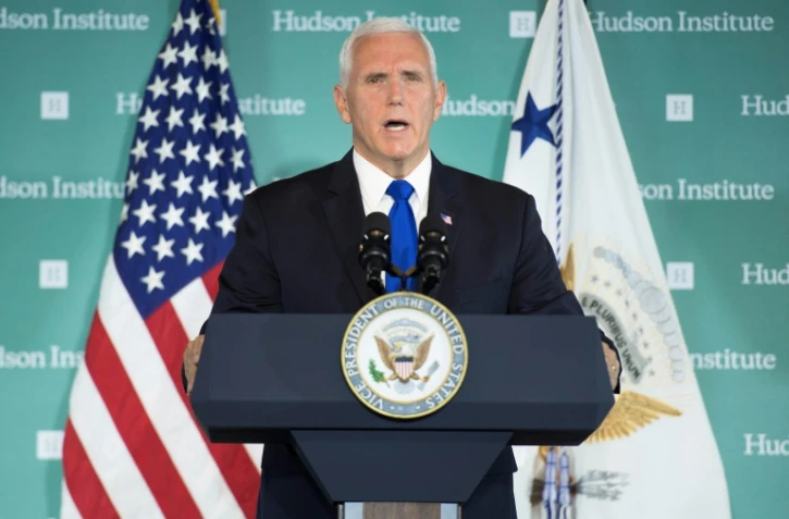 Le vice-président américain Mike Pence devant le Hudson Institute, un cercle de réflexion conservateur de Washington, le 4 octobre 2018.