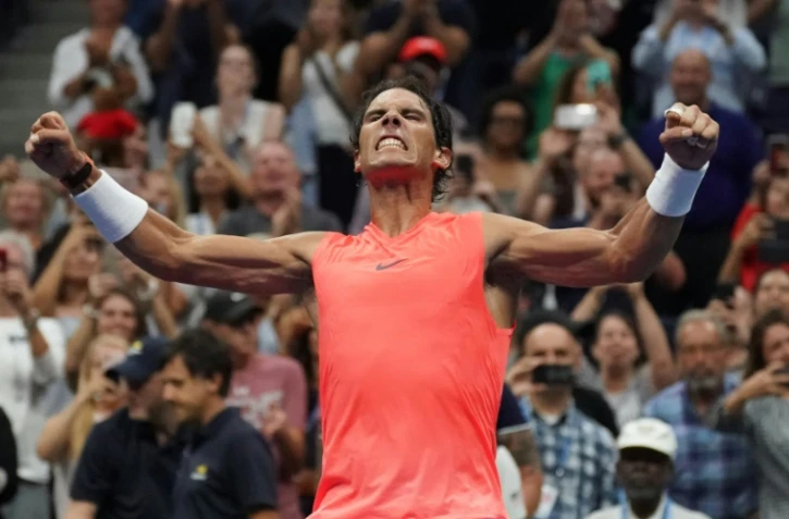 Rafael Nadal célèbre sa victoire contre Karen Khachanov au 3e tour de l'US Open, le 31 août 2018 à New York