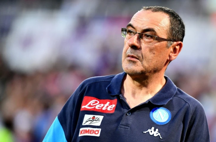 L'entraîneur de Naples Maurizio Sarri après le match de Serie A italienne contre la Fiorentina, le 29 avril 2018 à Florence