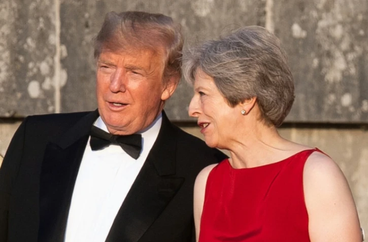 Le président Donald Trump et Theresa May, le 12 juillet 2018 à Blenheim près d'Oxford