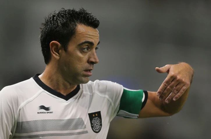 La légende du FC Barcelone et de l'équipe d'Espagne Xavi Hernandez, alors sous les couleurs du club qatari de Al-Sadd, lors d'un match du championnat local, le 27 novembre 2015    