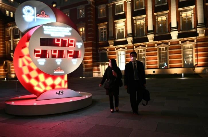 Le nouveau décompte de jours avant les JO de Tokyo, après le report d'un an, le 30 mars 2020 dans la capitale nippone