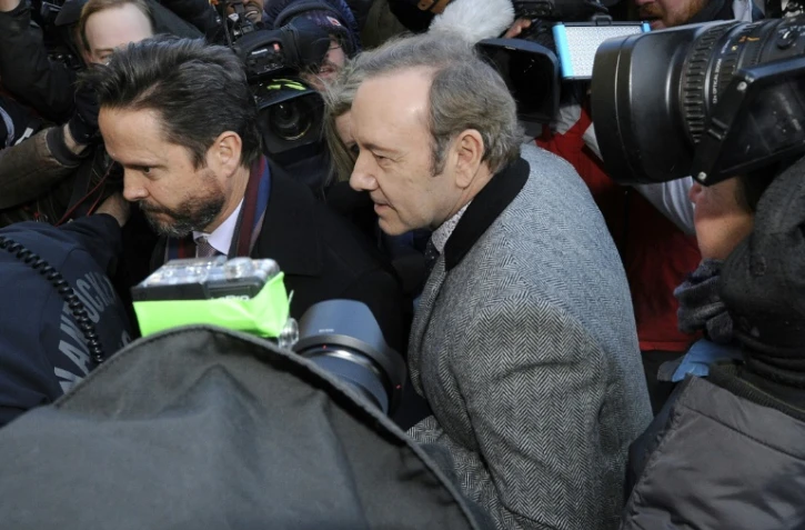 Kevin Spacey Ă la sortie d'une audience Ă Nantucket (Massachusetts), le 7 janvier
