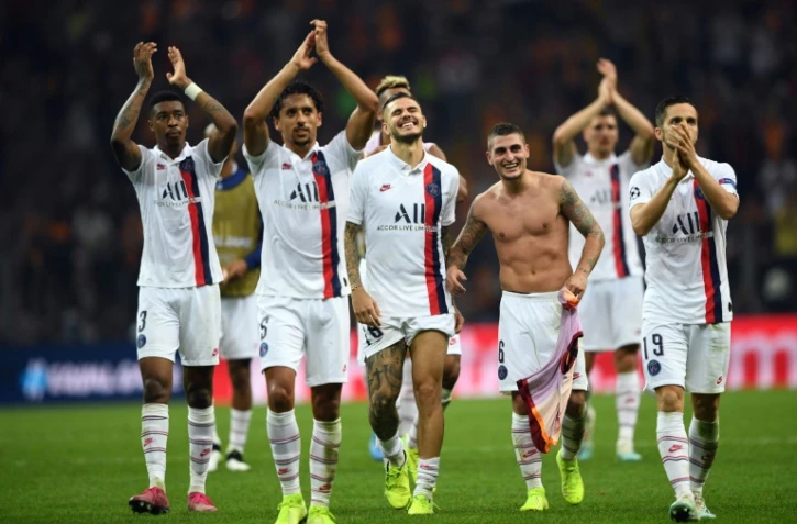 Les joueurs du PSG lors de leur victoire 3-0 sur le terrain du Galatasaray en 2e journée de Ligue des champions le 1er octobre 2019