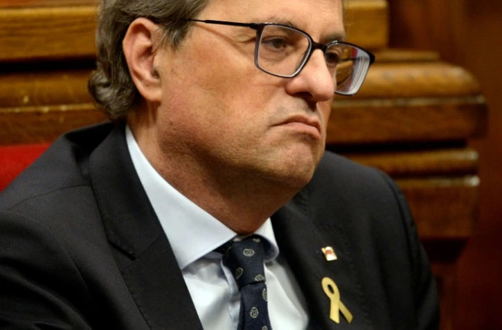 Le président catalan Quim Torra au parlement régional à Barcelone le 2 octobre 2018
