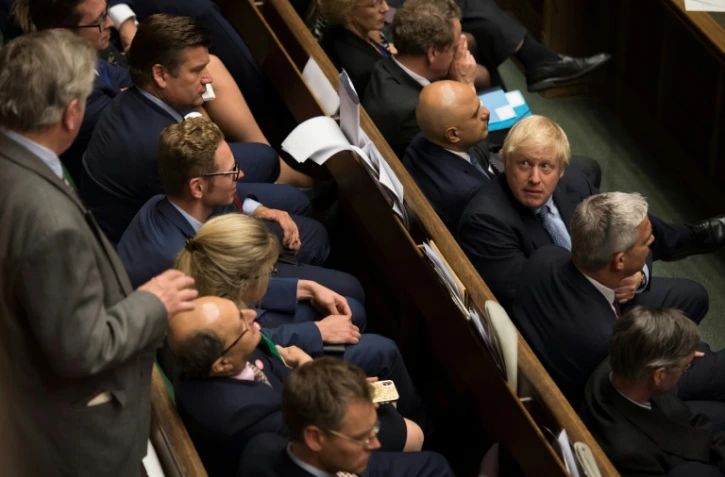 Le Premier ministre britannique Boris Johnson (d) Ă la Chambre des Communes, le 4 septembre 2019 Ă Londres
