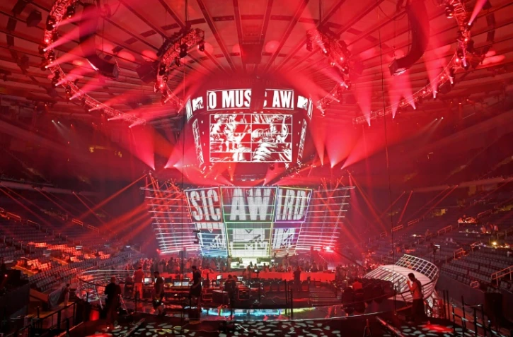 Une vue de la scène des MTV Music Video Awards à New York, le 25 août 2016