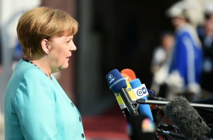 La chancelière allemande Angela Merkel à son arrivée le 16 septembre 2016 au château de Bratislava en Slovaquie