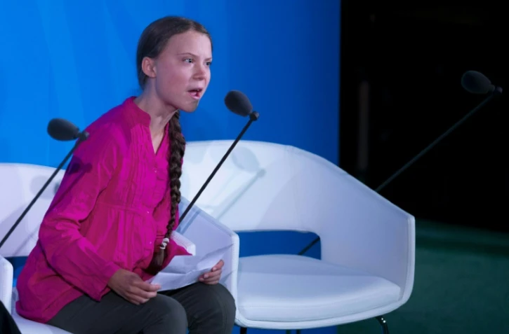 Greta Thunberg s'exprime à la tribune de l'ONU le 23 septembre 2019 à New York
